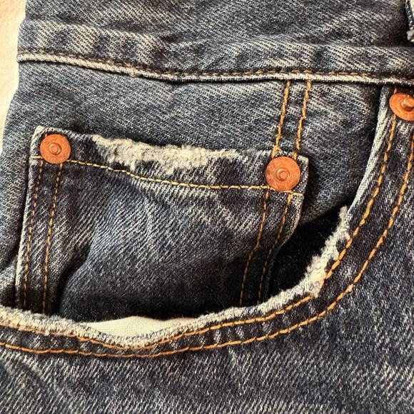 Levi's Premium 501 Button Fly Men's Jeans Dark Wash Size 35x31 Tag 33x32 Cotton - Picture 7 of 16